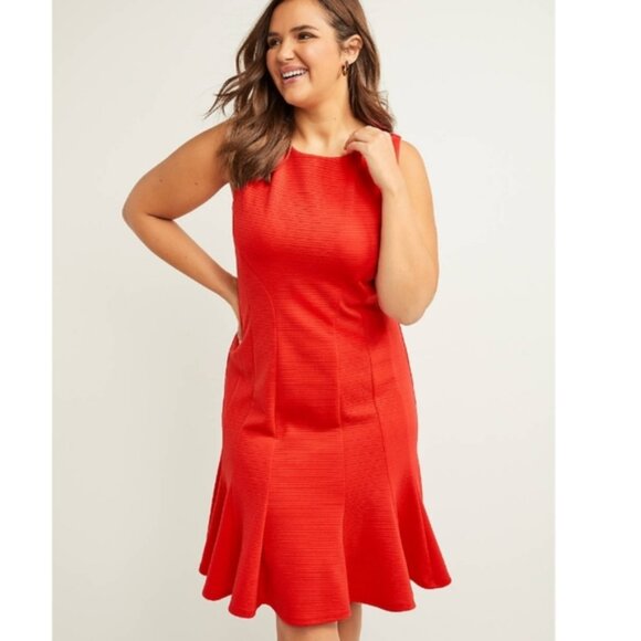 💟 New Lane Bryant 14/16 Red Ottoman Fit and Flare Dress - Picture 1 of 16